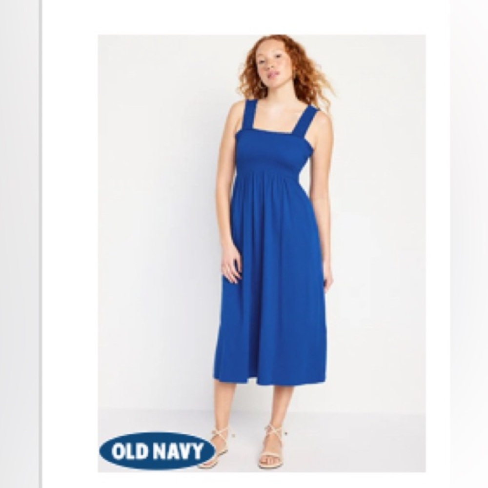 Fit & Flare Smocked Midi Dress(XXL)